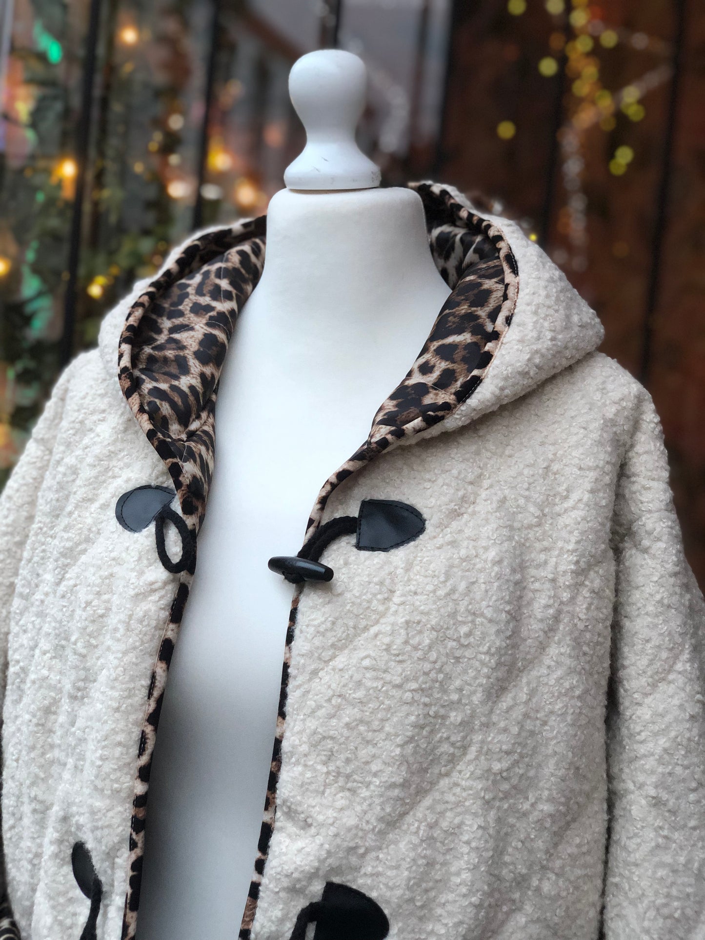 Cream TeddyBear Jacket With Animal Print