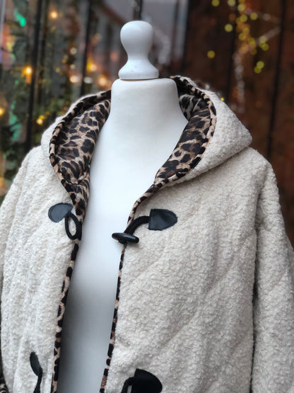 Cream TeddyBear Jacket With Animal Print
