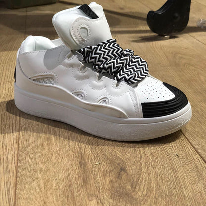 Black & White Bow Lace Chunky Trainers