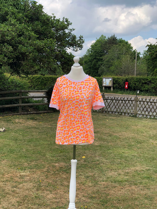 Neon Animal Print T Shirt - Orange