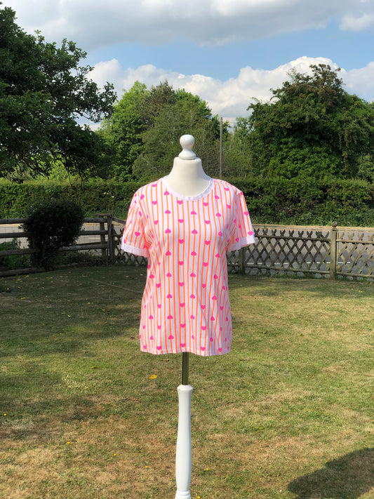 Heart T Shirt - Orange / Pink
